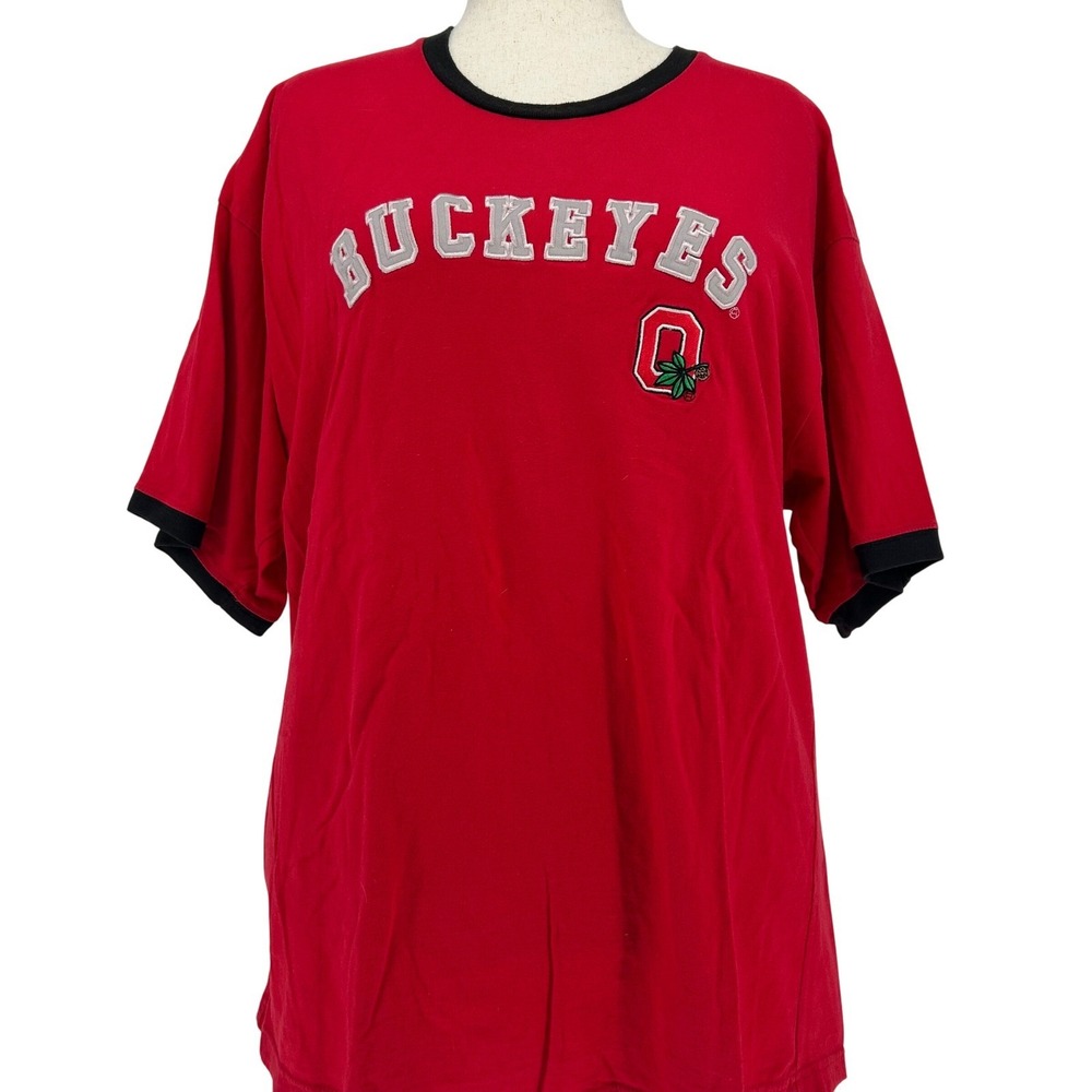 Y2K Ohio State Buckeyes Ringer Tee XL T Shirt Old Varsity Brand Red Unisex
